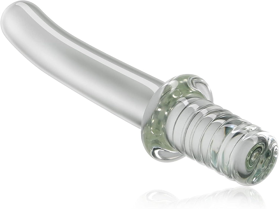 Glass vibrator with sword-like design and temperature play