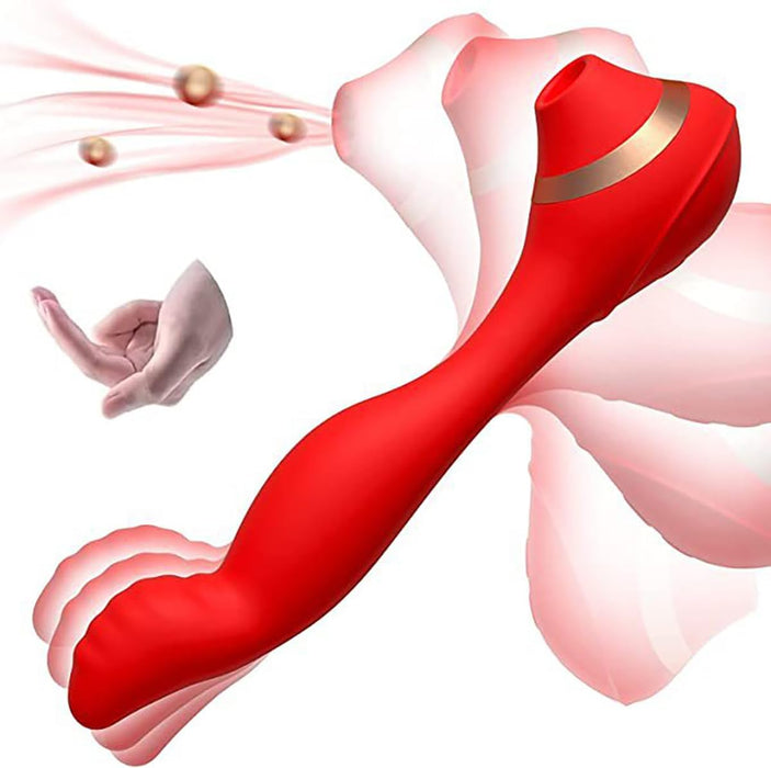 2in1 Silikon Massagestab mit 10 Vibrations- und 3 Saugmodi für Sie