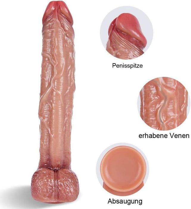 32 cm XL Silicone Dildo with small head and strong suction pad