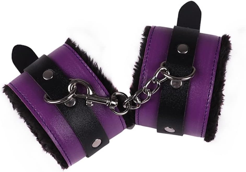 Erotinis Bondage Rinkinys poroms su 8 odiniais aksesuarais violetinės spalvos