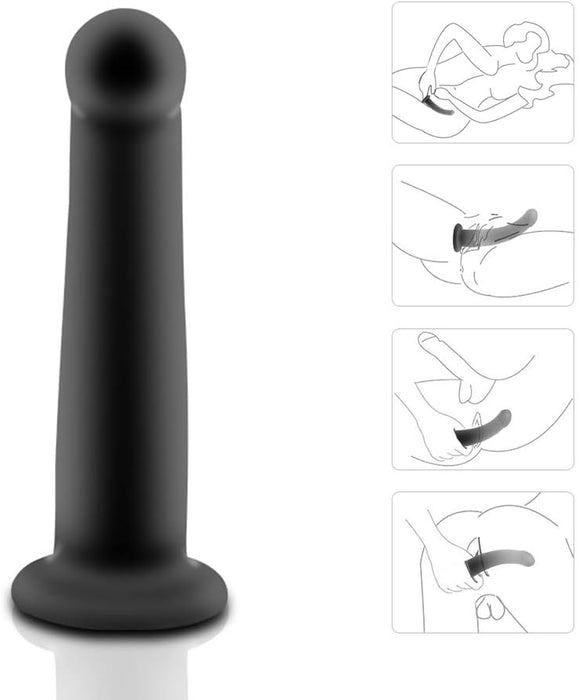 Realistic silicone dildo with curved tip and strong suction cup attachment