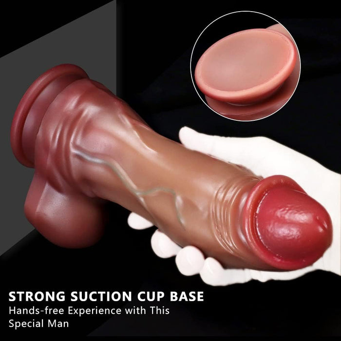 Realistic silicone dildo with strong suction cup technology