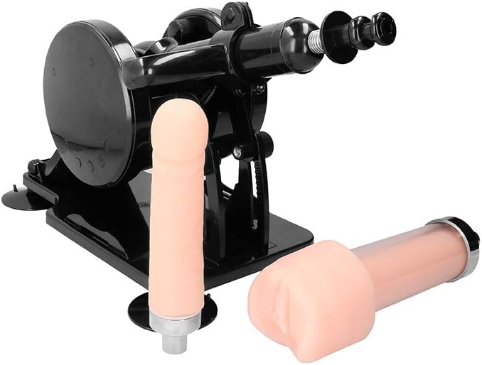Sex machine with realistic flexible dildo and fluffy vagina