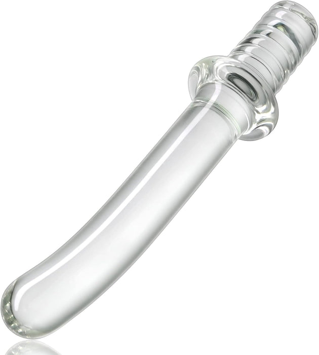 Glass vibrator with sword-like design and temperature play