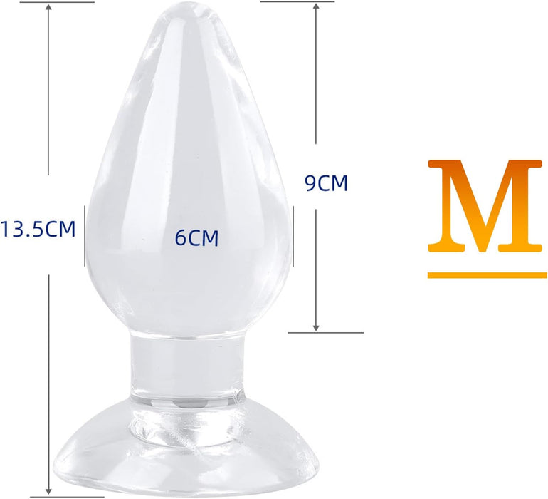 Extra didelis permatomas analinis kaištis su stipriu siurbtuku ir ergonominiu dizainu