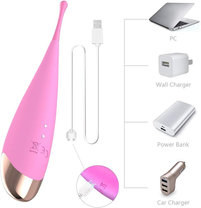 Powerful, quiet silicone vibrator with 3 interchangeable heads for women