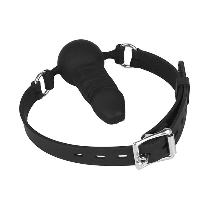 Dual-function realistic dildo - oral ball gag with adjustable strap