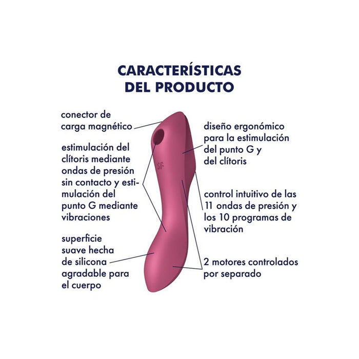 Satisfyer Curvy Trinity 3 raudonas – trijų varikliukų daugiafunkcinis vibratorius ir spaudimo bangų stimuliatorius