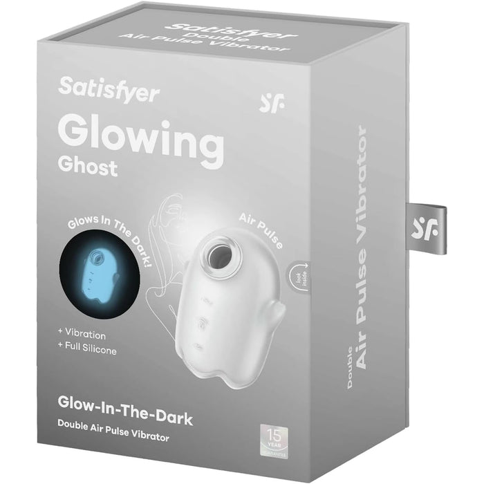Satisfyer Glowing Ghost White – diskretiškas, intensyvus klitorio stimuliatorius su švytėjimo funkcija ir vibracijomis