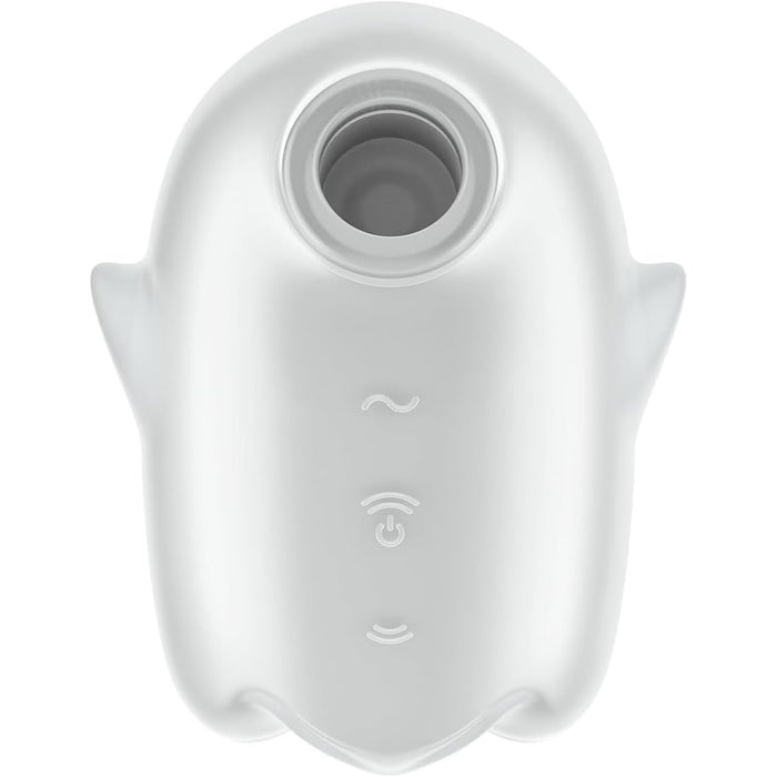 Satisfyer Glowing Ghost White – diskretiškas, intensyvus klitorio stimuliatorius su švytėjimo funkcija ir vibracijomis