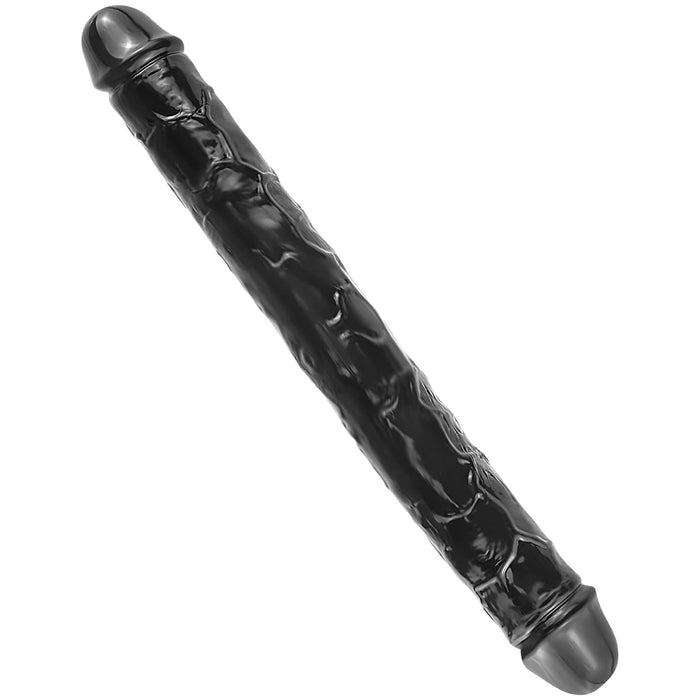 Juoda Lanksčių dvigubas dildo, 30 cm, saugus ir universalus