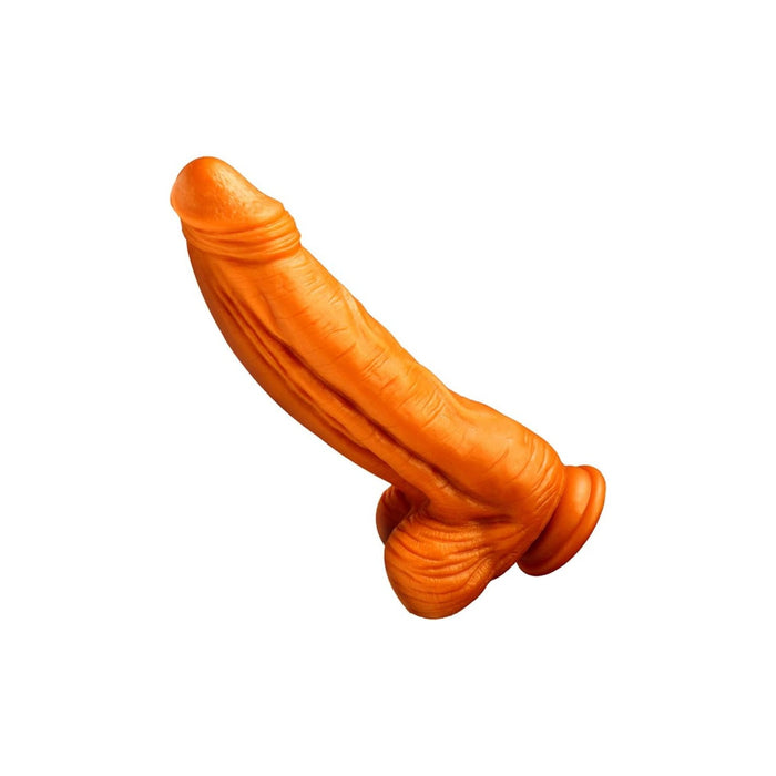 Large realistic dildo made of liquid silicone material with a strong suction base