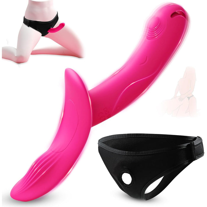 Vibruojantis 235 mm ilgio Strap-On diržas moterims su 8 režimais