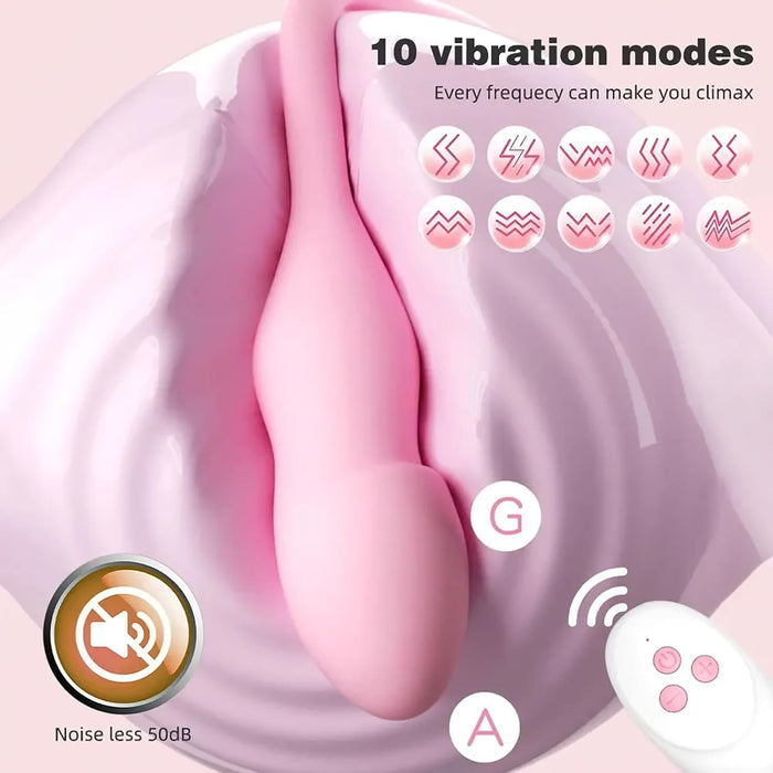 Rechargeable inflatable anal vibrator with 10 vibration modes and remote control