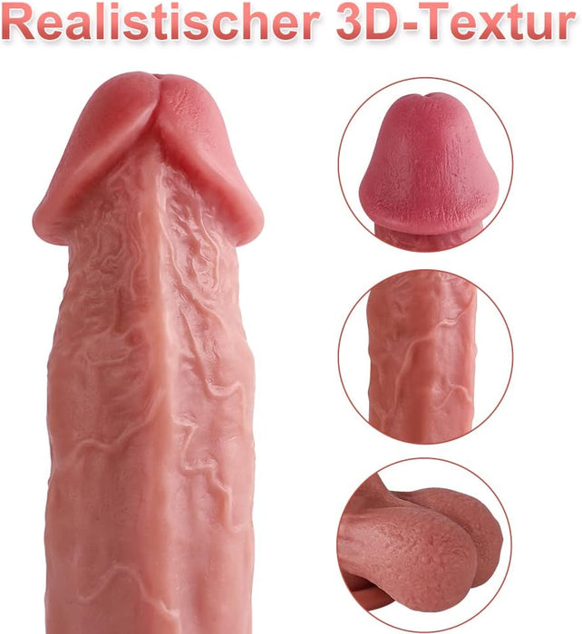 Realistic 21 cm silicone dildo with a strong screw-on base and realistic texture