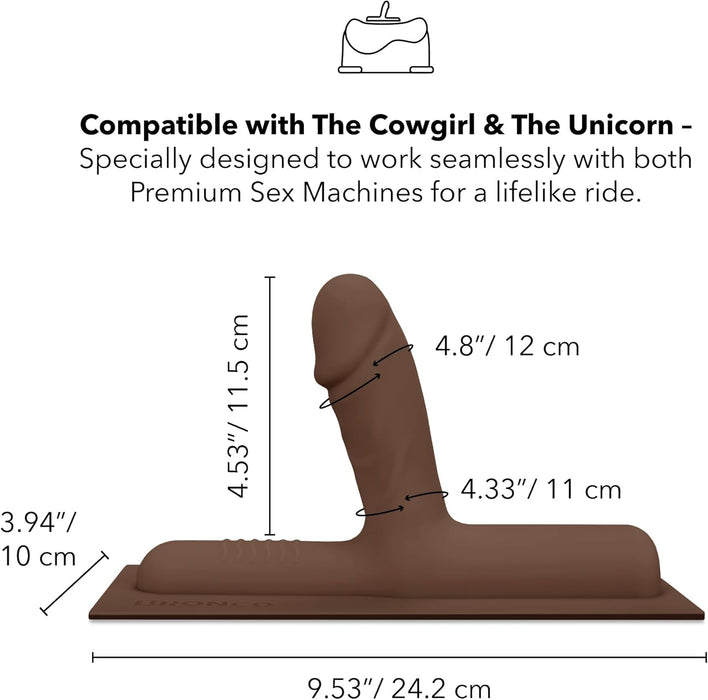 Natural design dark leather dildo with G-spot attachment