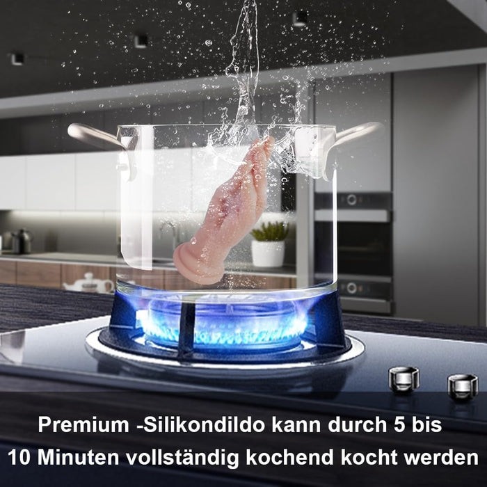 Realistic hand dildo made of liquid silicone with strong suction base, 16.5 cm