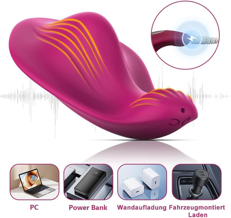 Nešiojamas drugelio formos klitorio vibratorius su 9 vibracijos režimais ir programėlės valdymu