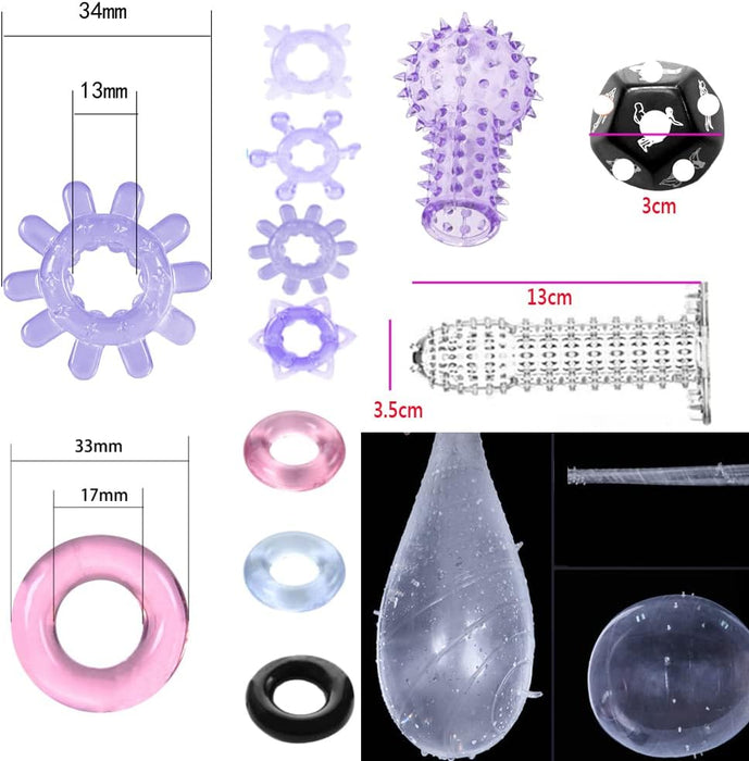 21 dalių BDSM sekso žaislų rinkinys su dvigubu dildo ir vibratoriumi