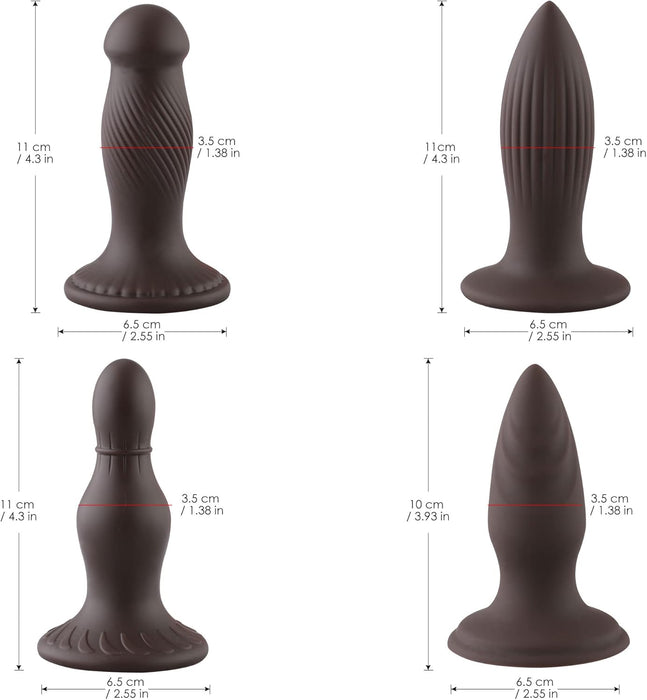 Analinių dildo rinkinys – 4 skirtingų dydžių, saugus silikono treniruoklis