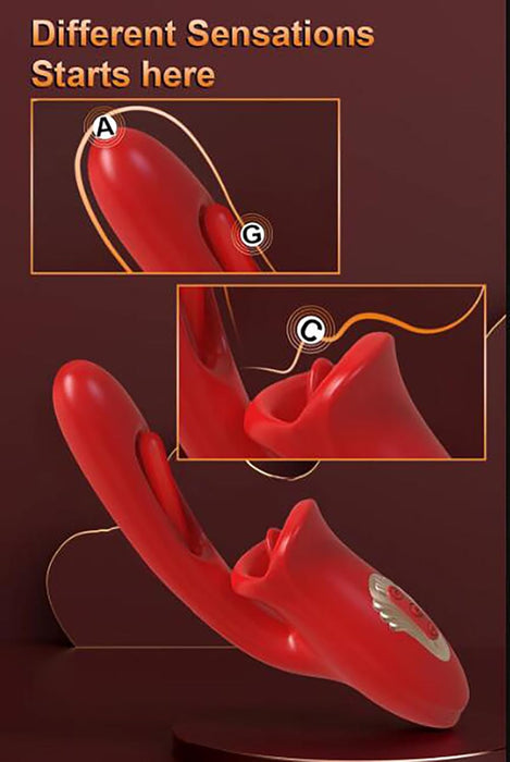 3 in 1 Silikoninis Rabbit Vibratorius su 10 Saugimo, Vibravimo ir Plakimo Režimų