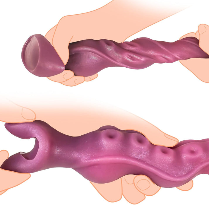 Realistic Dark Red Octopus Shape Silicone Toy With Curved Tentacle Shapes