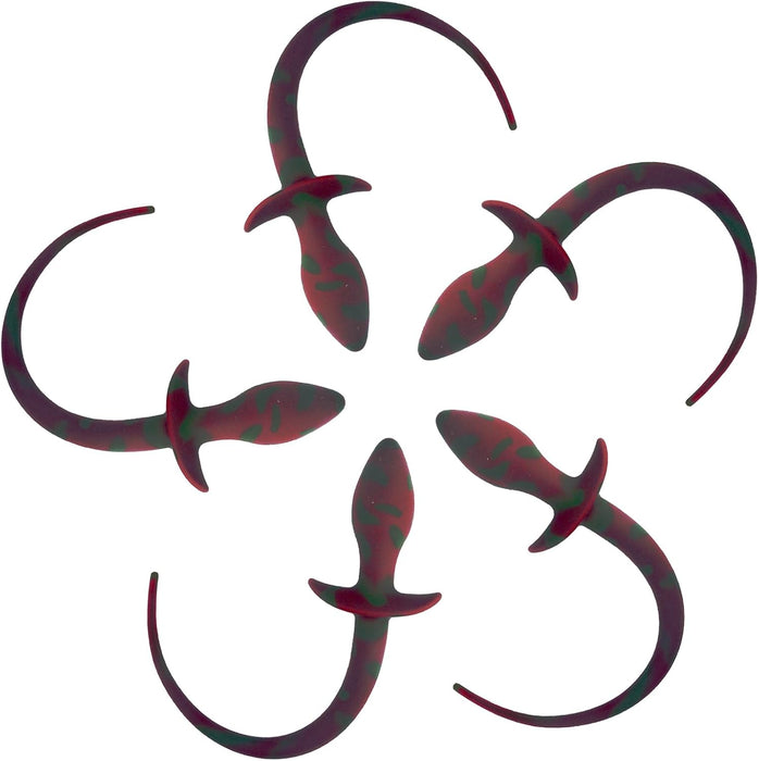 Cosplay silicone anal plug with dog tail - green and soft