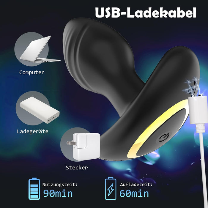 Analinis vibracijos žaislas vyrams su 7 sukimosi ir 9 vibracijų režimais