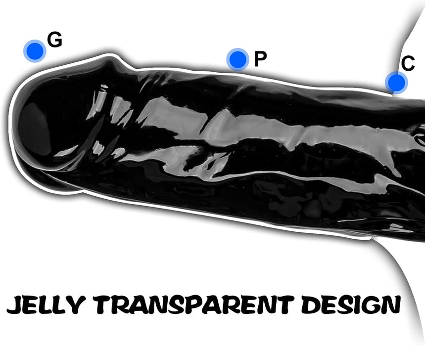 Realistic large dildo with strong attachment and soft clear gel