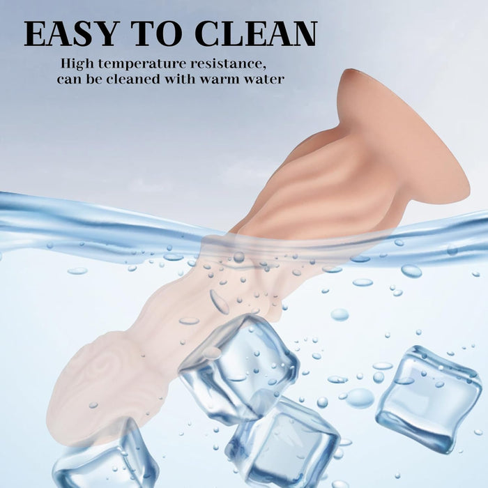 Unique silicone dildo with strong suction cup and jellyfish-shaped head