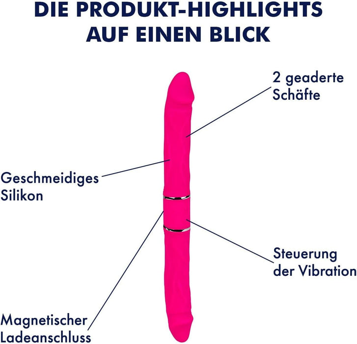 Sinnlicher Doppelvibrator – 35 cm, wasserdicht, mit 9 Vibrationsprogrammen