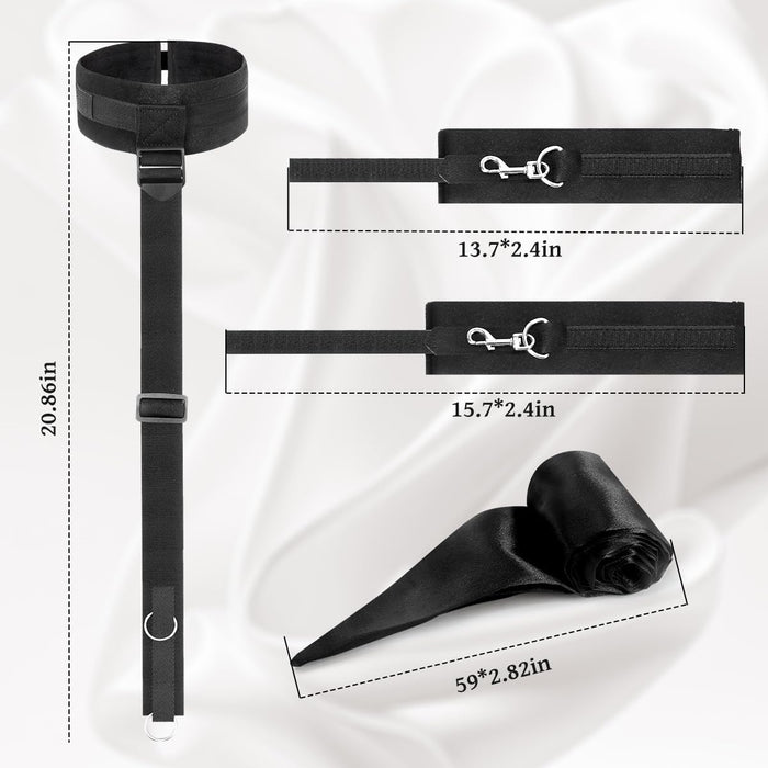 BDSM Bondage rinkinys poroms su reguliuojamomis rankų ir kojų antrankiais