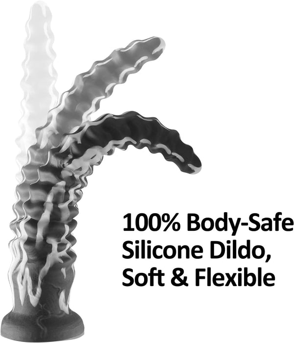 50 cm Spiralinis Fantazijos Dildo su Stipria Siurbtuku, Skirtas Rankoms Laisvinti