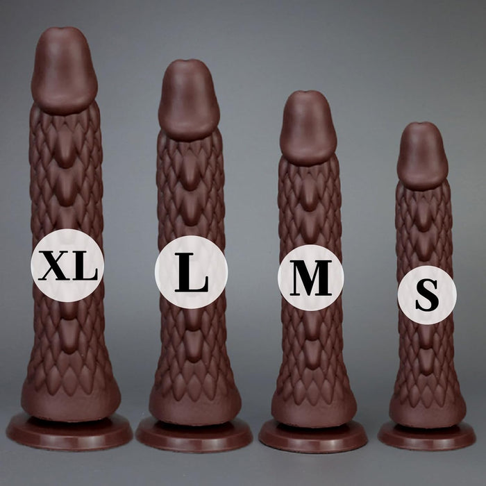 Realistic 29.5 cm silicone dildo with strong suction foot in XL size