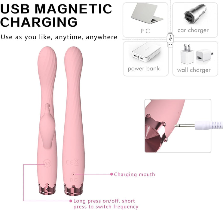 Discreet vibrator with 2 motors for G-spot and clitoral stimulation