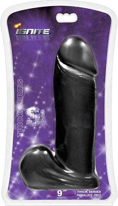 Si Ignite Realistic Shape Flexible XXL Dildo with Eggs, Black, 23 cm
