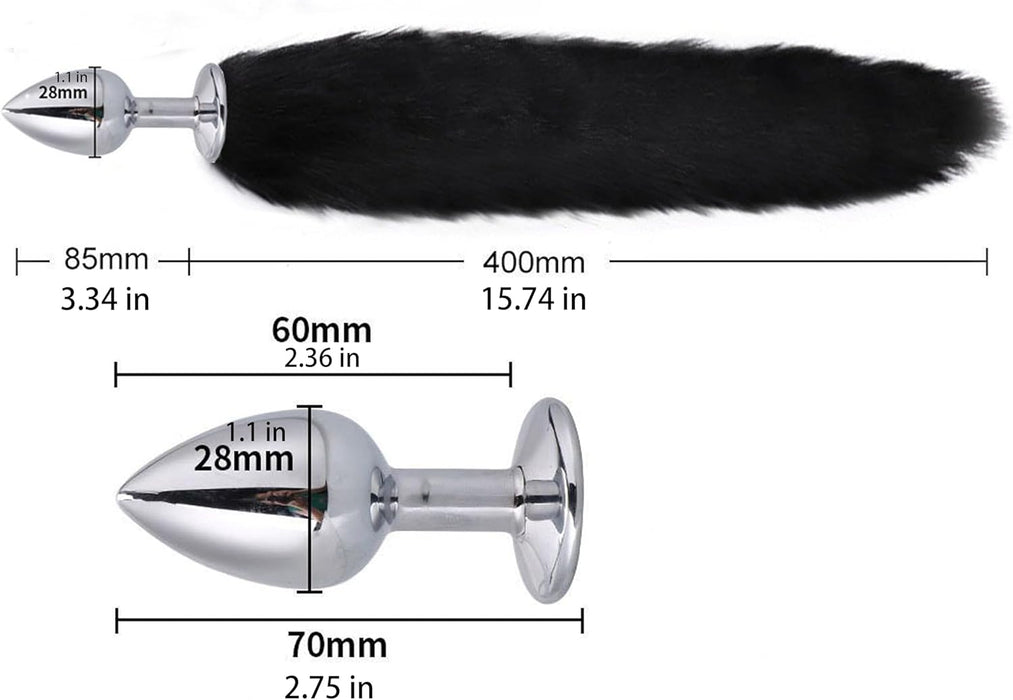 4 vnt. Metaliniai Analiniai Kaiščiai su Lapių Uodegomis ir Katės Ausimis - BDSM, Cosplay Žaislai Poroms