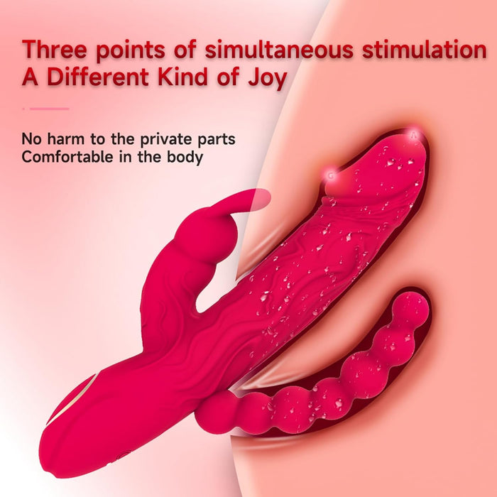 3-in-1 Rabbit Vibrator su stipria vibracija ir stūmoklio funkcija moterims