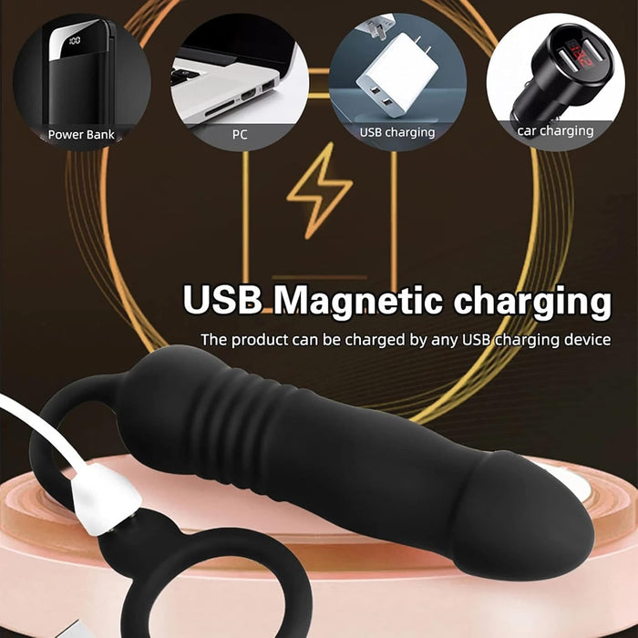 Vyrams skirtas prostatos stimuliatorius su nuotoliniu valdymu ir penis žiedu