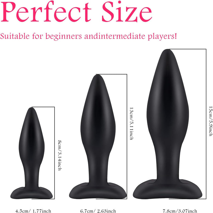 3-piece silicone anal plug set with different sizes for pleasure
