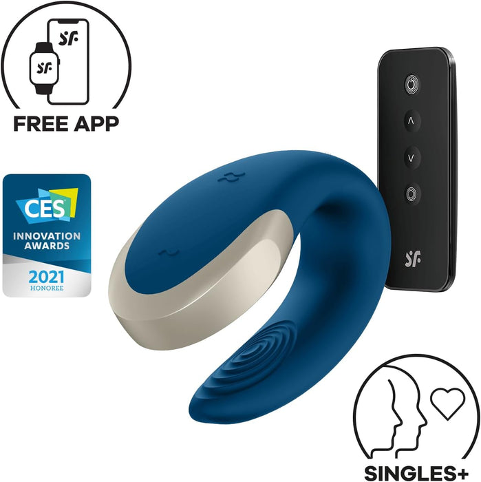 App valdomas porų vibratorius iš medicininio silikono mėlynų spalvų