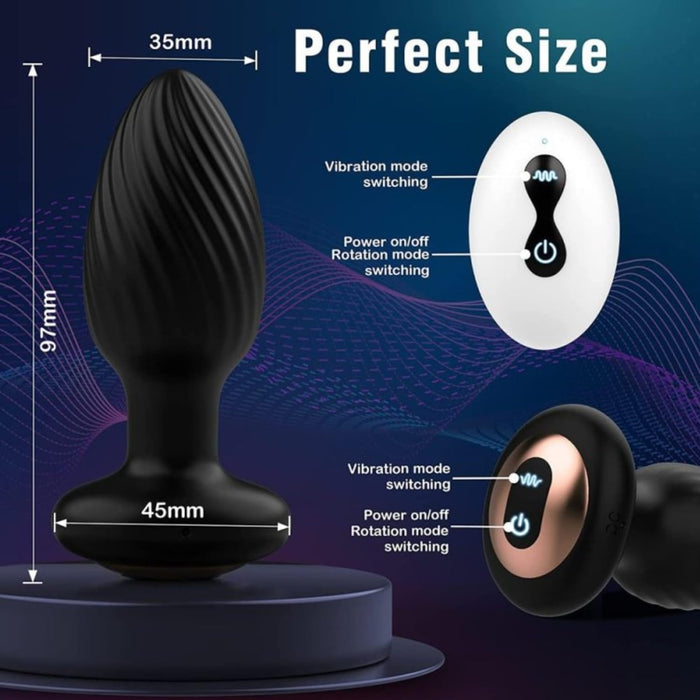 Elektro analinis plugas su 7 vibracijos ir sukimosi režimais, nuotolinio valdymo pultu ir USB įkrovimu