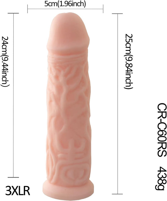 Didelis dildo priedas su 3xlr jungtimi malonumui stiprinti