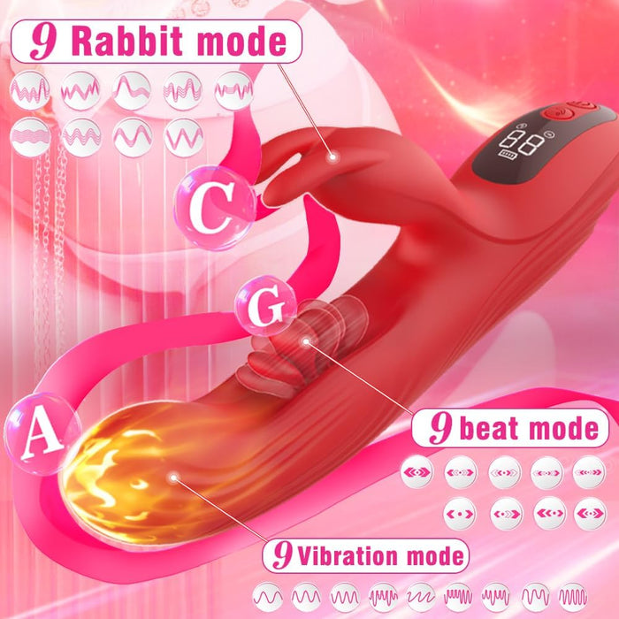 3 in 1 G-spot rabbit vibrator with LCD screen, multiple modes