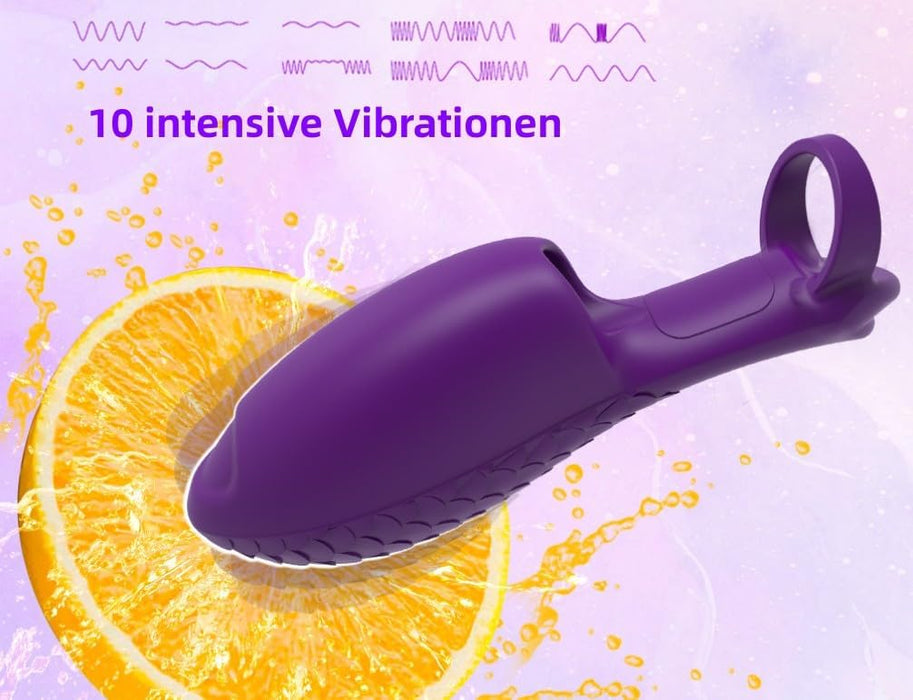 Silikoninis erotinis pirštų vibratorius su žuvies žvynų tekstūra ir 10 režimų