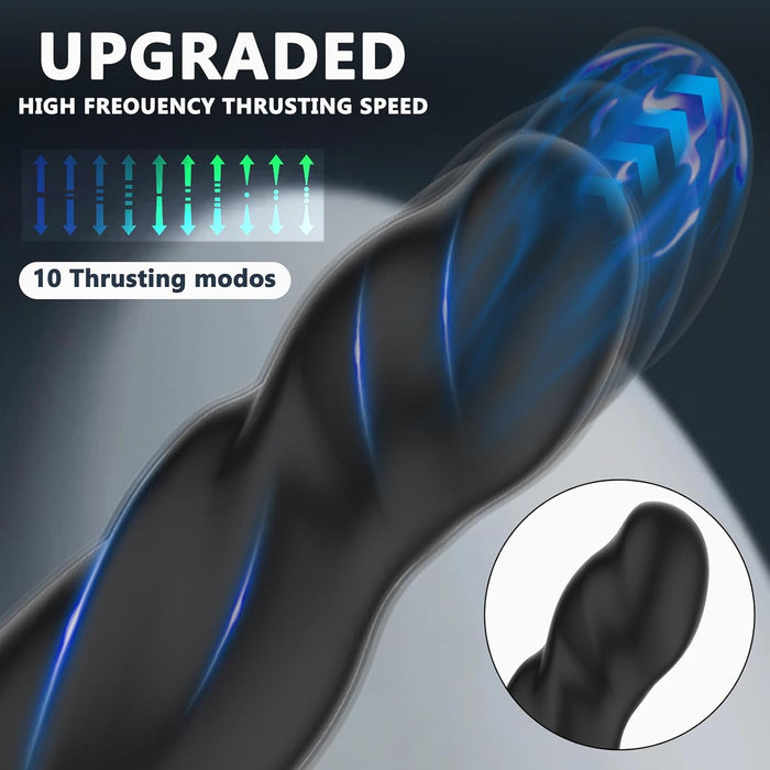 2-in-1 Analinis Vibratorius Vyrams su 10 Vibracijų Režimų ir Dvigubu Varpos Žiedu