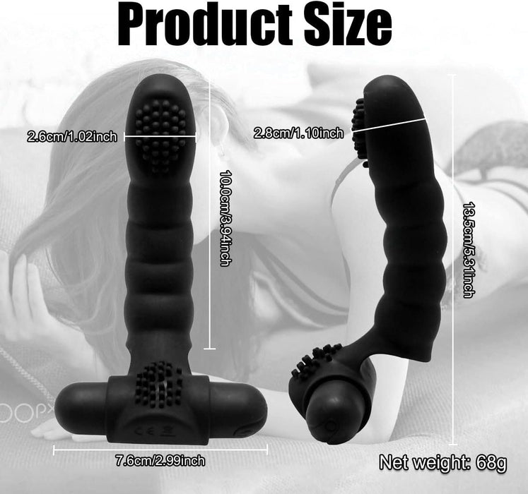 Silicone erotic finger vibrator with G-spot and clitoral stimulation