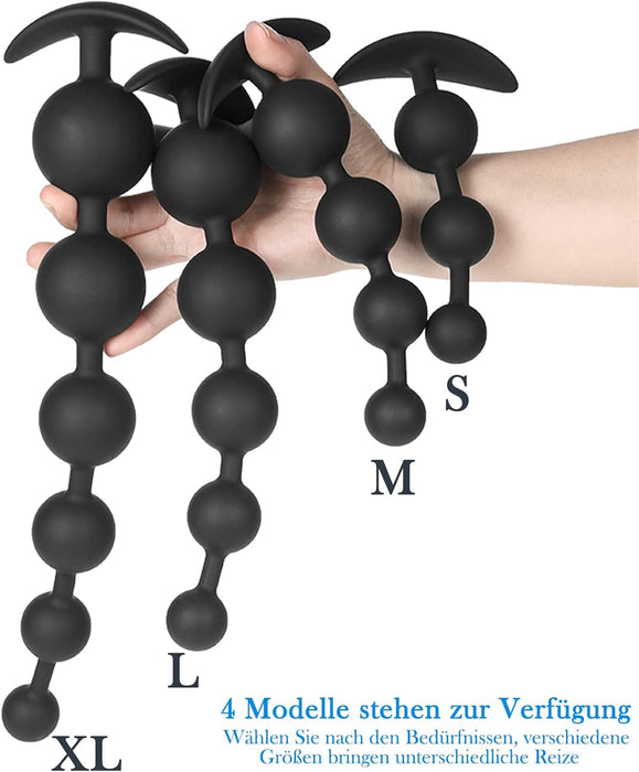 Flexible silicone anal chain with 5 balls - long anal toy