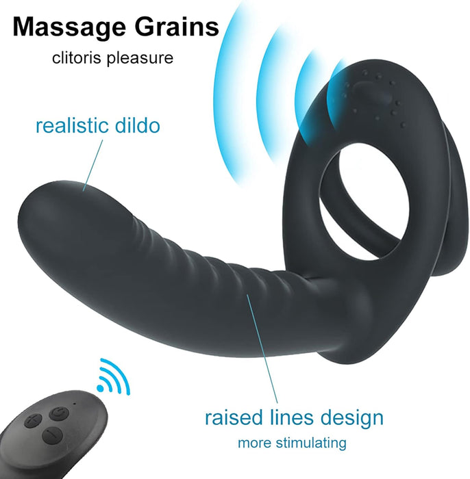 3-in-1 poros poros vibratorius porų malonumui su silikono gaubtu ir nuotoliniu valdymu