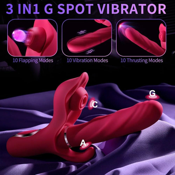 3-in-1 Vibrator for Women with 10 Modes for the Clitoris and G-Spot